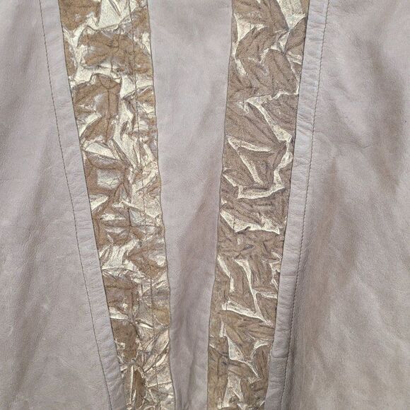 Vintage Alamo Uomo Leather Bomber Jacket L Cognac Crinkle Gold Dolman Cinched - Picture 13 of 15